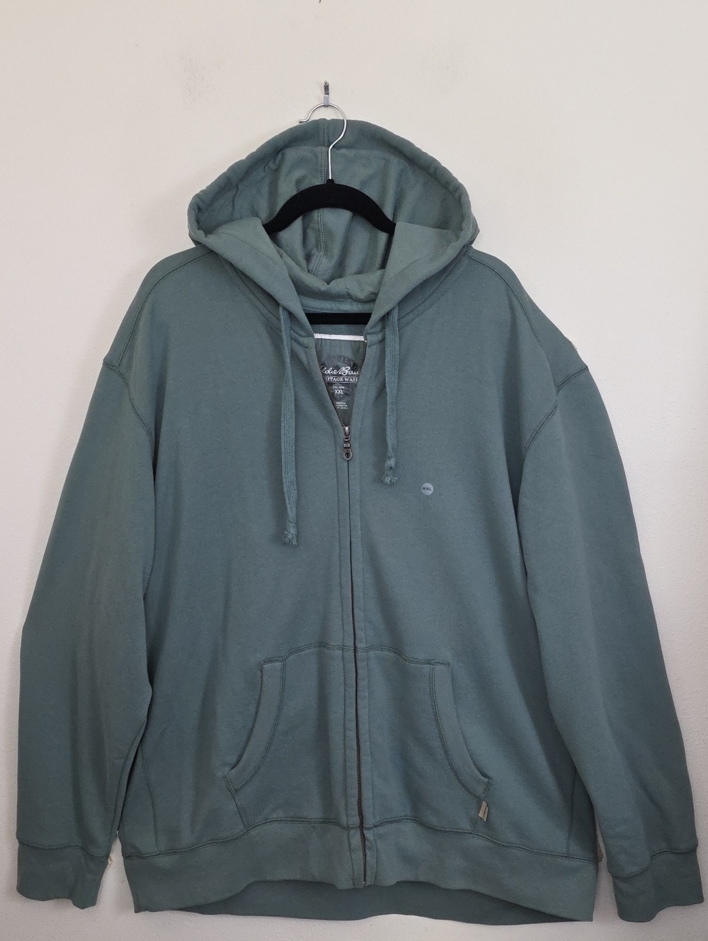 NWOT Eddie Bauer Heritage Wash Sage Green 80% Cotton Zip Hoodie Jacket Mens XXL